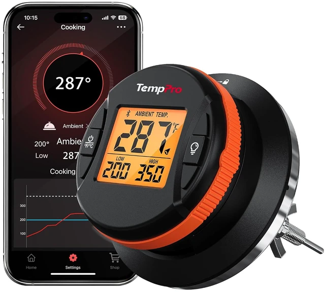 Main image of Bluetooth Grill Thermometer with LCD Display & App Alerts, TempGauge