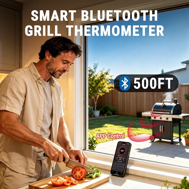 Alt view image 2 of 7 - Bluetooth Grill Thermometer with LCD Display & App Alerts, TempGauge
