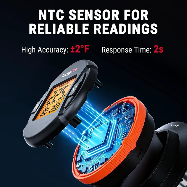 Alt view image 4 of 7 - Bluetooth Grill Thermometer with LCD Display & App Alerts, TempGauge