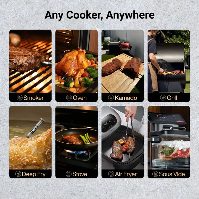 Alt view image 5 of 7 - Sub-1G Wireless Meat Thermometer with 6 Sensors & LCD, Sync Gold Gen2