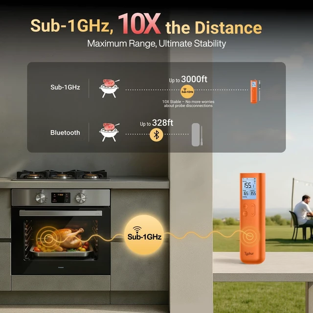 Alt view image 7 of 7 - Sub-1G Wireless Meat Thermometer with 6 Sensors & LCD, Sync Gold Gen2