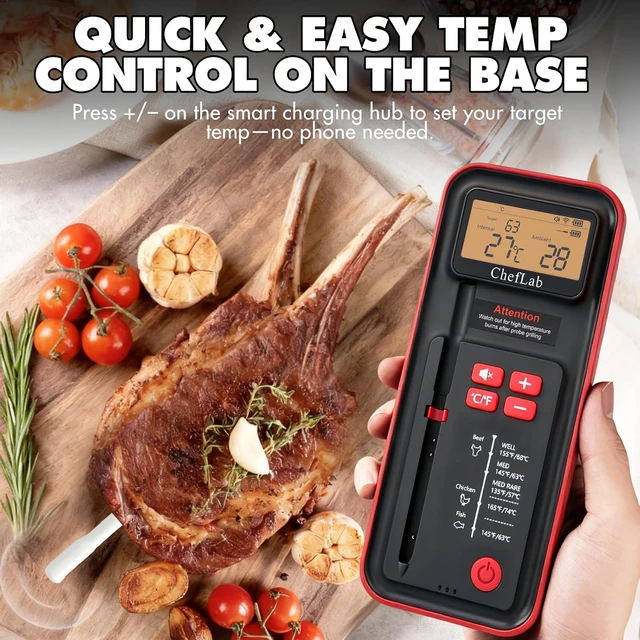 Alt view image 2 of 7 - Smart Bluetooth Remote Wireless Meat Probe Thermometer for Grilling, Oven