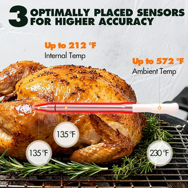Alt view image 3 of 7 - Smart Bluetooth Remote Wireless Meat Probe Thermometer for Grilling, Oven