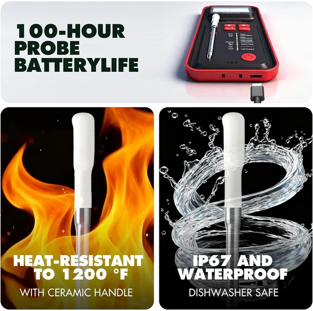 Alt view image 5 of 7 - Smart Bluetooth Remote Wireless Meat Probe Thermometer for Grilling, Oven