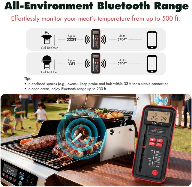 Alt view image 6 of 7 - Smart Bluetooth Remote Wireless Meat Probe Thermometer for Grilling, Oven