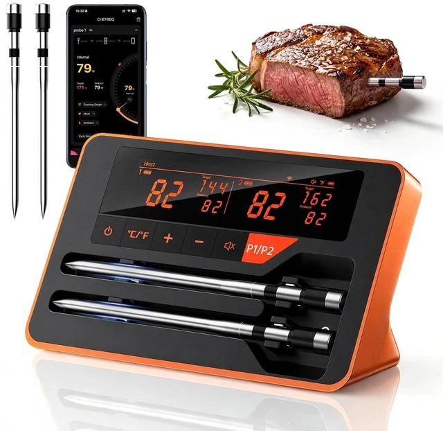 Main image of Digital Bluetooth Wireless Meat Thermometer for BBQ, Oven, Smoker & Grill