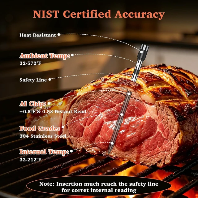 Alt view image 4 of 7 - Digital Bluetooth Wireless Meat Thermometer for BBQ, Oven, Smoker & Grill