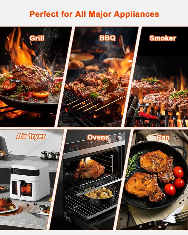 Alt view image 7 of 7 - Digital Wireless Meat Thermometer (2 Probes)