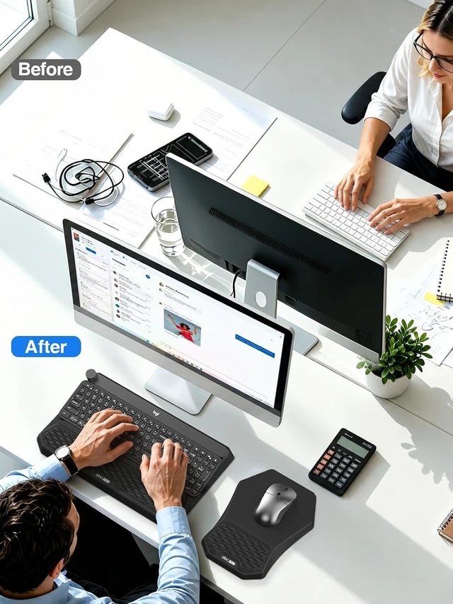 Alt view image 6 of 7 - Ergonomic Wrist Rest with Keyboard Stand and Mouse Pad for Easy Typing