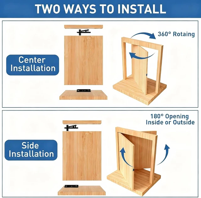 Alt view image 5 of 7 - Heavy Duty Pivot Hinge Hidden Door Hinge - 570 LBS Load, Bearing, Stainless Steel, Rust Resistant, Concealed for Wood Doors, Secret Doors, Hidden Door, Bookcase Door and Bookshelf Door Black