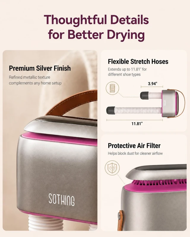 Alt view image 7 of 7 - Boot Dryer, Portable Shoe Dryer for Sneakers with Ozone Freshening