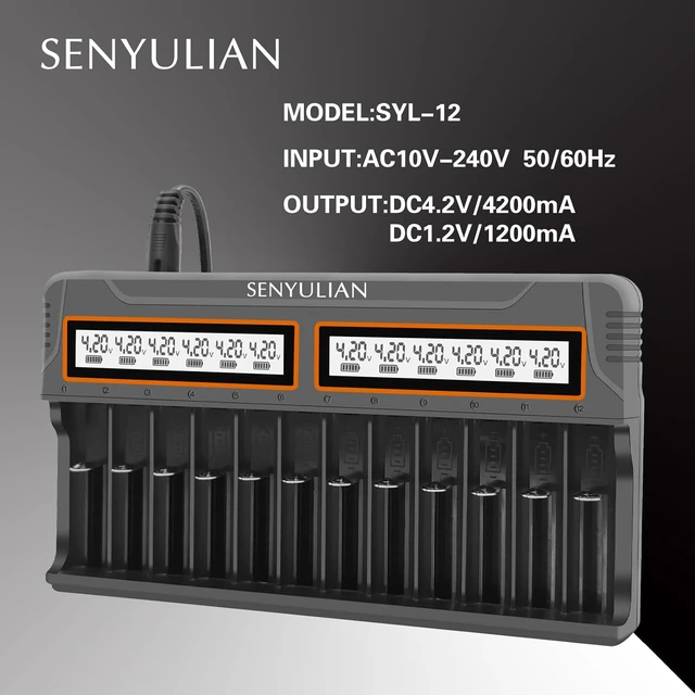 Alt view image 6 of 6 - 18650 Battery Charger, 12 Bays Smart Universal Charger LCD Display for Rechargeable Batteries Ni-MH Ni-Cd AA AAA Li-ion LiFePO4 IMR