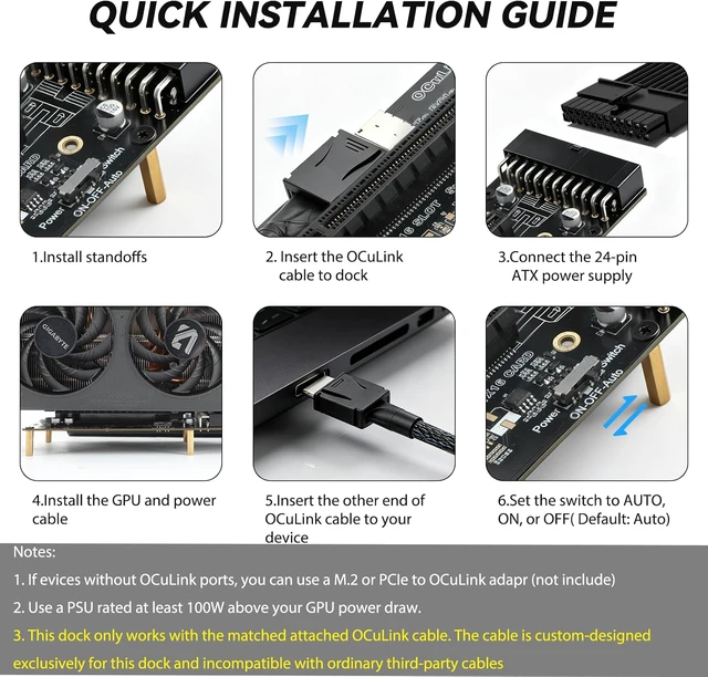 Alt view image 2 of 6 - OCuLink eGPU Dock