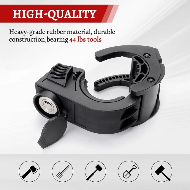 Alt view image 5 of 7 - Shovel Holder Rubber Grip Mount Kit with lock Fits 0.79"-1.79" Diameter Tools Handles Quick-Release for Off-road Vehicle Roof Rack Molle Panels SUV Trucks UTV ATV M6 Nut