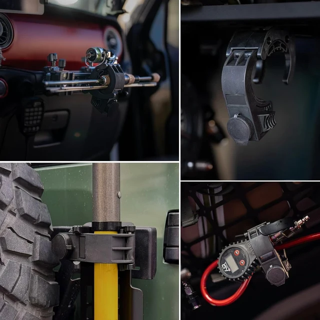 Alt view image 4 of 7 - Shovel Holder Rubber Grip Mount Kit with lock Fits 0.79"-1.79" Diameter Tools Handles Quick-Release for Off-road Vehicle Roof Rack Molle Panels SUV Trucks UTV ATV M6 Nut