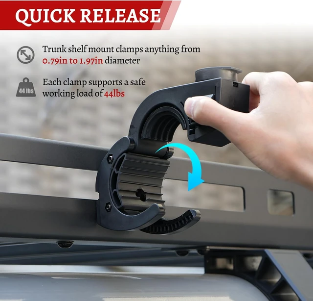 Alt view image 6 of 7 - Shovel Holder Rubber Grip Mount Kit with lock Fits 0.79"-1.79" Diameter Tools Handles Quick-Release for Off-road Vehicle Roof Rack Molle Panels SUV Trucks UTV ATV M6 Nut