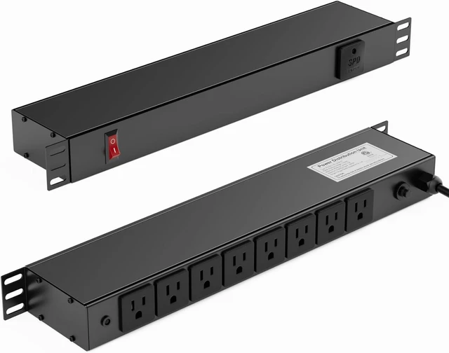 Main image of 8 Outlet Horizontal 1U Rack Mount PDU Power Strip with Surge Protector - 110V/15A - 6ft Power Cord for Network Server Racks (PDU-03)