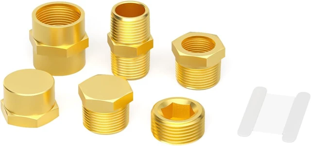 Alt view image 6 of 6 - Brass Pipe Fittings Assortment Kit, 72 Pcs - Hex Nipple, Reducer Bushing, Reducing Coupling, Hex Head Plug, End Cap & Socket Plug