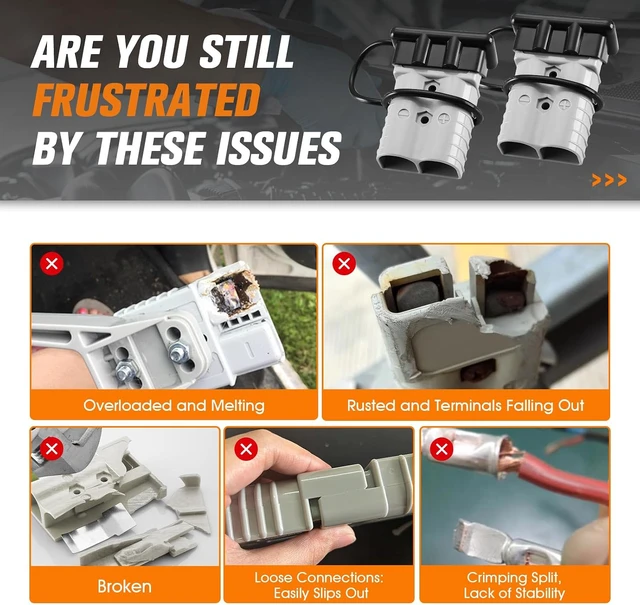 Alt view image 3 of 7 - 4-Pack 350A Battery Quick Connect/Disconnect Plugs, 2/0 AWG(Gray)