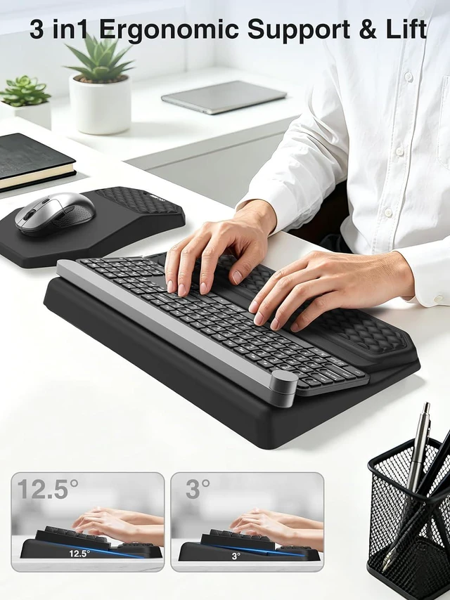 Alt view image 3 of 7 - Ergonomic Wrist Rest with Keyboard Stand and Mouse Pad for Easy Typing