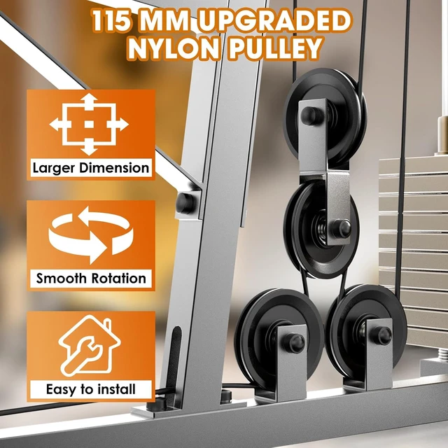 Alt view image 3 of 7 - 114mm/4.5" Universal Nylon Bearing Pulley System, Gym Workout Cable Pulley Wheel & Weight Attachment Replacementfor Home Gym, Pulldown Smith Machine, Garage Lifting Equipment