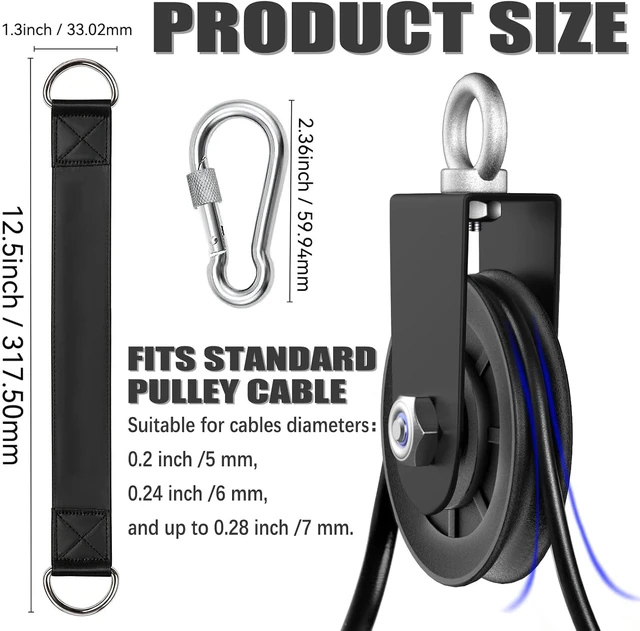 Alt view image 3 of 7 - Silent Gym Cable Pulley Wheel for Home DIY Gym Pulley System, Upgraded Heavy-Duty Bracket, 3.54 in/90 mm Gym Pulley for Maximum 660LBS Load, Compatible with LAT Pulldown& Cable Exercises
