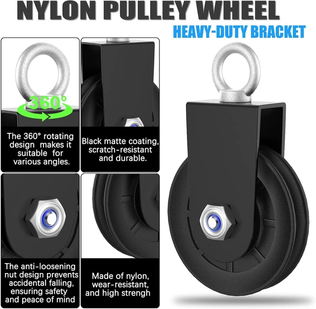 Alt view image 4 of 7 - Silent Gym Cable Pulley Wheel for Home DIY Gym Pulley System, Upgraded Heavy-Duty Bracket, 3.54 in/90 mm Gym Pulley for Maximum 660LBS Load, Compatible with LAT Pulldown& Cable Exercises