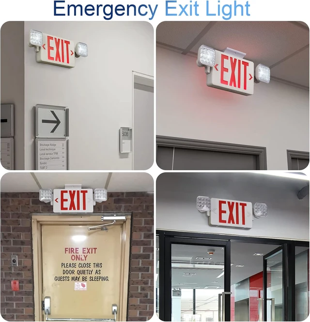 Alt view image 6 of 7 - Red Exit Sign with Emergency Lights, 1.0 Meter Plug in Exit Sign with Battery Backup Lights for Business, Commerical Emergency Lighting Combo, UL Listed, AC 120V, Double Face, 2 Pack