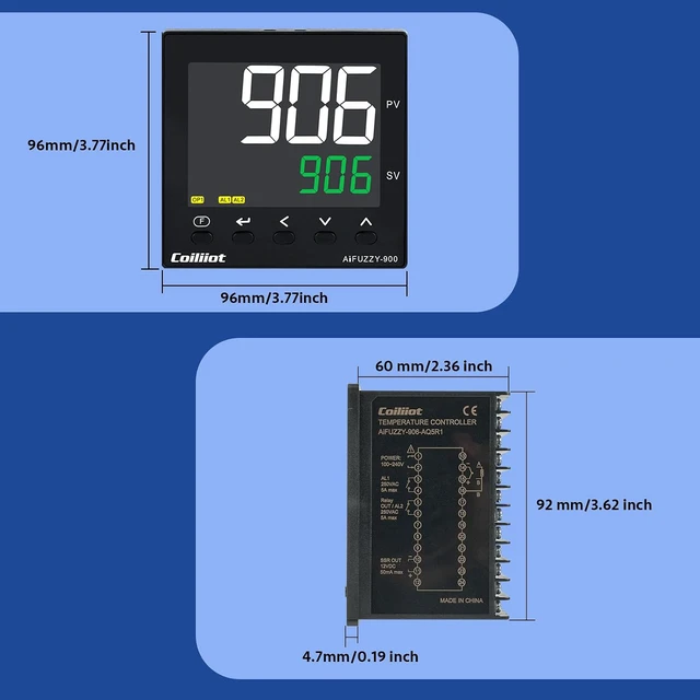 Alt view image 5 of 7 - PID Temperature Controller, AC100-240V, Dual Output, 96x96mm Panel