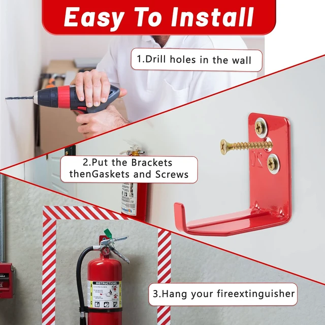 Alt view image 4 of 7 - Fire Extinguisher Mount, 40 Pack Heavy Duty 3-Hole Fire Extinguisher Bracket, SturdyHolder for Easy Installation, Durable 20lb Hook Hanger