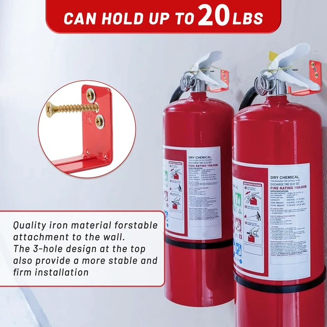 Alt view image 3 of 7 - Fire Extinguisher Mount, 40 Pack Heavy Duty 3-Hole Fire Extinguisher Bracket, SturdyHolder for Easy Installation, Durable 20lb Hook Hanger