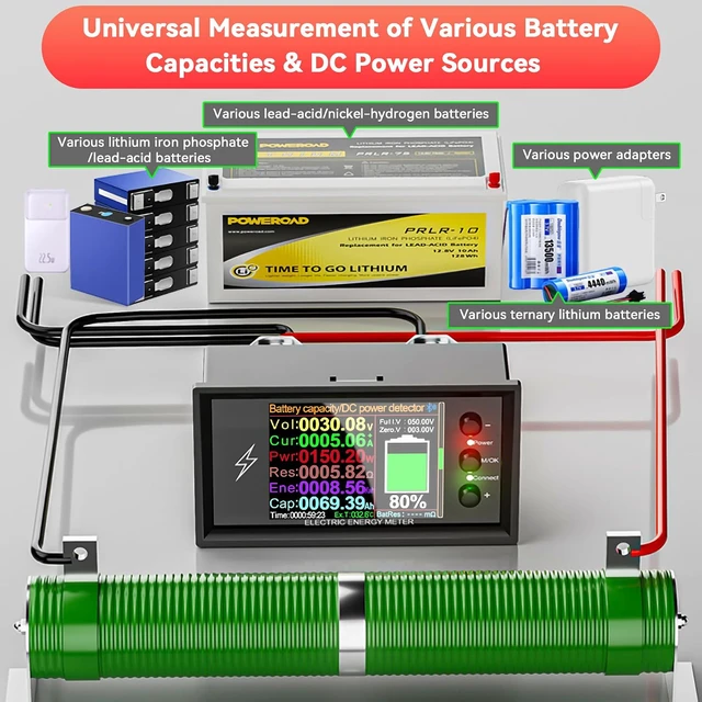Alt view image 4 of 7 - 0-420V 500A DC Ammeter Voltmer, Bidirectional Ammeter LCD Display Digital Multimeter Tester, Unlimited Distance WiFi Remote Control Detection Multi-Function Bidirectional Current Detection Meter