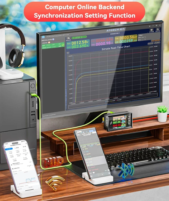 Alt view image 5 of 7 - 0-420V 500A DC Ammeter Voltmer, Bidirectional Ammeter LCD Display Digital Multimeter Tester, Unlimited Distance WiFi Remote Control Detection Multi-Function Bidirectional Current Detection Meter