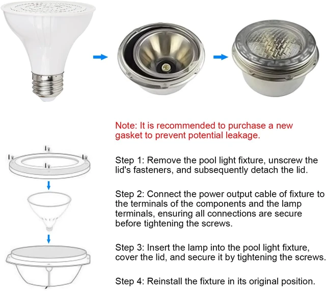 Alt view image 7 of 7 - 12V 12W RGB SPA Light for SPA/Bathtub/Underwater Swimming Pool/Hot Spring/Fountain RGB Color LED Light Bulb Replaces for Hayward & Pentair Light Fixtures Remote Switch Control PAR20 E26 Base