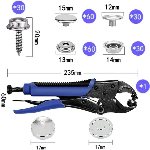 Alt view image 2 of 7 - Heavy Duty Snap Fastener Kit 210PCS Marine Grade Stainless Steel Snap Tool Set for Canvas, Boat Covers, Awnings, Fabric, Tents Rustproof, Easy Installation, All-in-One Fastener Repair Kit-Khaki