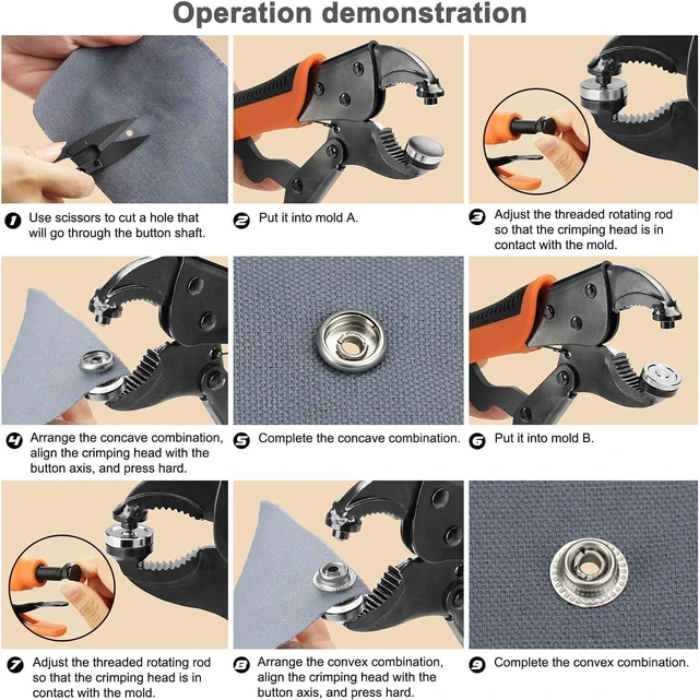 Alt view image 5 of 7 - Heavy Duty Snap Fastener Kit 210PCS Marine Grade Stainless Steel Snap Tool Set for Canvas, Boat Covers, Awnings, Fabric, Tents Rustproof, Easy Installation, All-in-One Fastener Repair Kit-Khaki