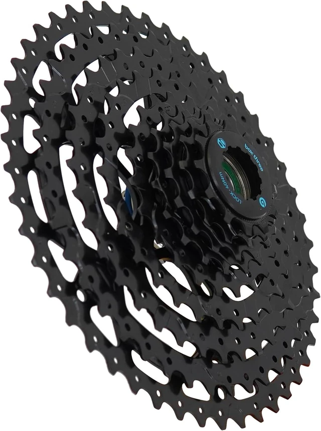 Alt view image 4 of 7 - Three Prime 9 Non E-Bike & E-Bike Cassette 11-46T, 11-50T, 12-46T & 12-50T Fits Standard HG Hubs 9/10/11 Speed Cassette Mountain Bike, Compatible Lightweight Bicycle MTB Bike Cassette