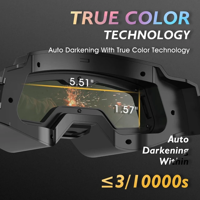 Alt view image 3 of 7 - Auto-Darkening Welding Goggles with LED Light