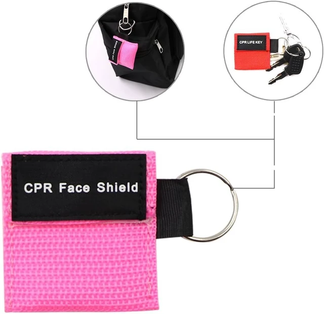 Alt view image 4 of 5 - 100pcs CPR Face Shield Mask Keychain Keyring Emergency Kit CPR Face Shields for First Aid or CPR Training (Red-100)
