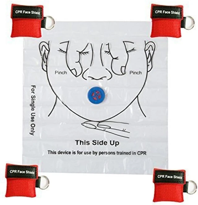Alt view image 5 of 5 - 100pcs CPR Face Shield Mask Keychain Keyring Emergency Kit CPR Face Shields for First Aid or CPR Training (Red-100)