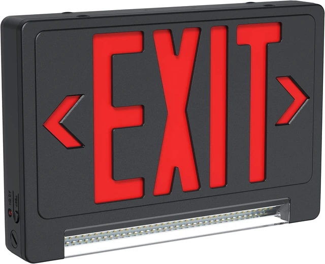 Main image of Exit Signs with Emergency Lights Battery Backup, UL Listed Double-sided Exit sign with Adjustable Light Pipe, Hardwired Compact Commercial Lighted Exit Sign, 120/277V Top/Side/Wall Mount (1 Pack)