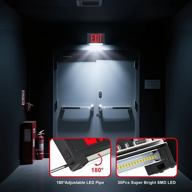 Alt view image 4 of 6 - Exit Signs with Emergency Lights Battery Backup, UL Listed Double-sided Exit sign with Adjustable Light Pipe, Hardwired Compact Commercial Lighted Exit Sign, 120/277V Top/Side/Wall Mount (1 Pack)