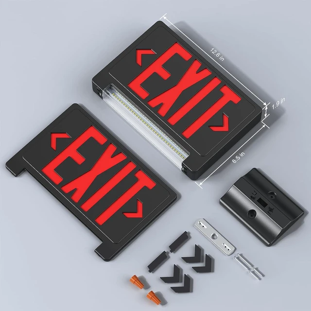Alt view image 6 of 6 - Exit Signs with Emergency Lights Battery Backup, UL Listed Double-sided Exit sign with Adjustable Light Pipe, Hardwired Compact Commercial Lighted Exit Sign, 120/277V Top/Side/Wall Mount (1 Pack)