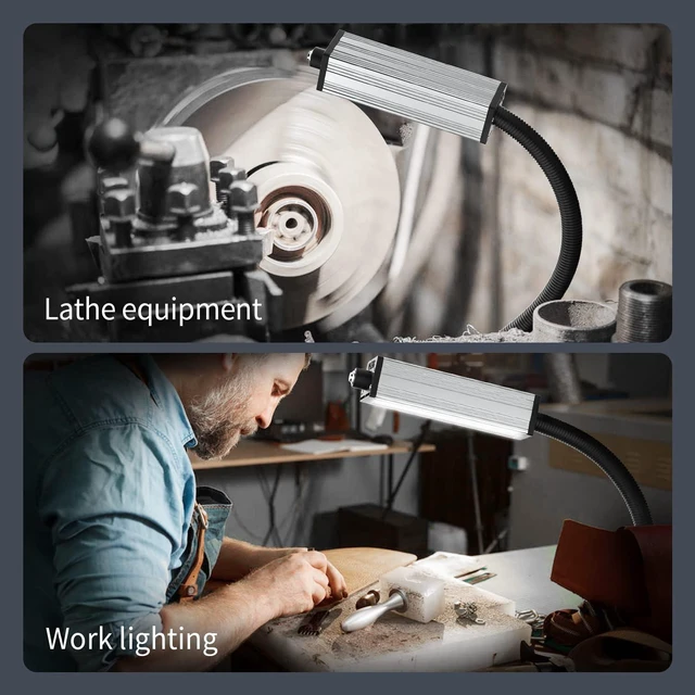 Alt view image 5 of 7 - Flexible Work Light, Machine Light, Gooseneck Led Light IP66 Waterproof 800 Lumen 120 Volt 44Leds Screw Mounted Floodlights for Machine Tools Lathes and Workbenches