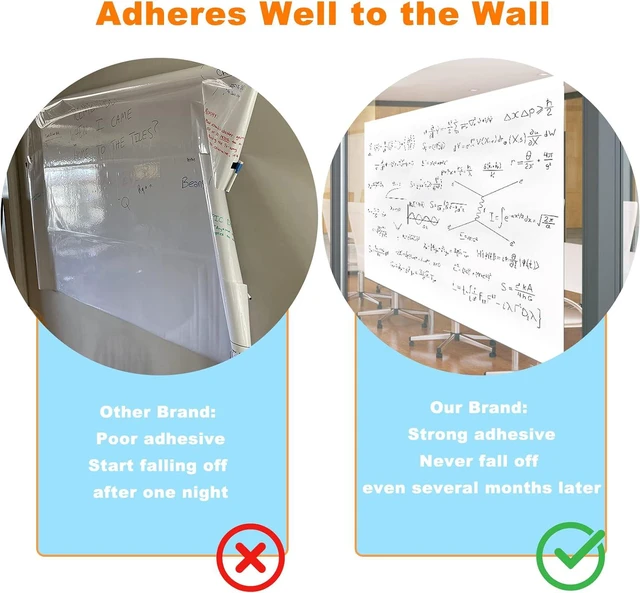 Alt view image 3 of 7 - Dry Erase Wallpaper, Whiteboard Paper for Wall, White Board Sticker Roll for Wall, Dry Erase Contact Paper Stain-Proof Wall Decal, Perfect Replacement for White Board (4x8ft)
