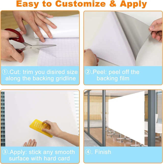 Alt view image 5 of 7 - Dry Erase Wallpaper, Whiteboard Paper for Wall, White Board Sticker Roll for Wall, Dry Erase Contact Paper Stain-Proof Wall Decal, Perfect Replacement for White Board (4x8ft)