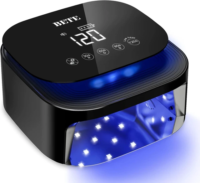 Main image of 60W Cordless UV LED Nail Lamp - Rechargeable Gel Polish Dryer with Auto Sensor, 30 Beads & 4 Timer Settings Portable for Home/Salon Black