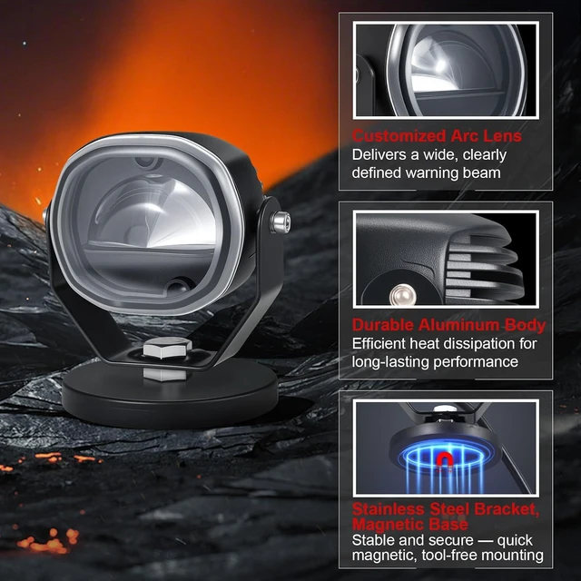 Alt view image 3 of 7 - LED Forklift Arc Safety Light Red with Magnetic Mount, Warning Line Lamp