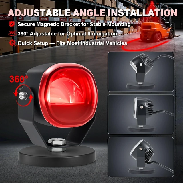 Alt view image 4 of 7 - LED Forklift Arc Safety Light Red with Magnetic Mount, Warning Line Lamp