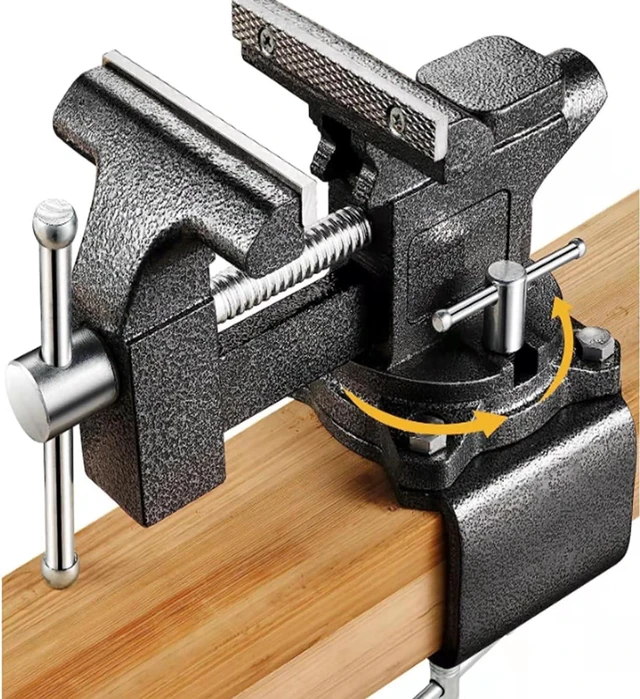 Main image of Bench Vise 4-1/2in Multi-Purpose Bench Vice Clam on Vise, Heavy Duty Cast Iron Bench Clamp with Anvil-Multi-Jaw Swivel Base - Bnech Vice for Workbench, Woodworking, Workshop DIY